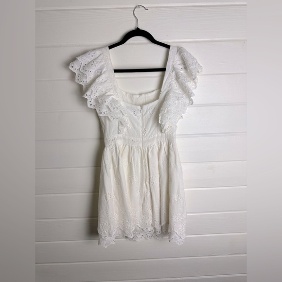 Lulus Absolutely Beautiful White Eyelet Lace Ruffled Skater Mini Dress - Picture 10 of 13